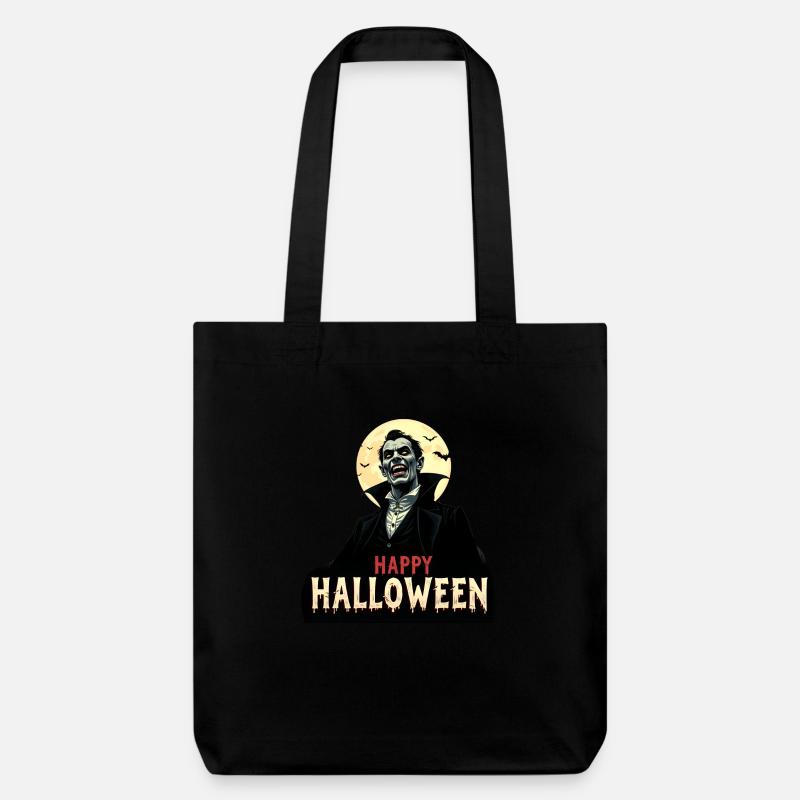 Draculas Halloween-Gruß - Stanley/Stella recycelter Heavyweight Stoffbeutel - Schwarz