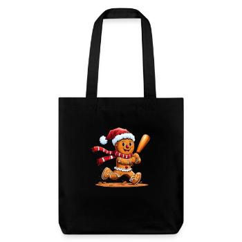 Drôle de bonhomme en pain d’épice Design de Noël - Baseball - Tote bag épais recyclé Stanley/Stella - noir - Devant