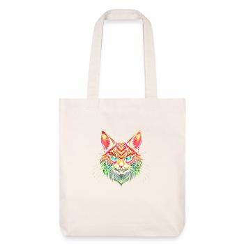 Maine Coon Katze - Stanley/Stella recycelter Heavyweight Stoffbeutel - Naturweiß - Vorne