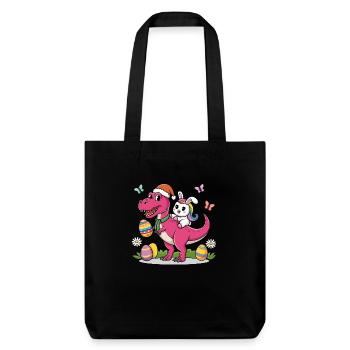 Pâques Dinosaure Oreilles de lapin Pâques - Tote bag épais recyclé Stanley/Stella - noir - Devant