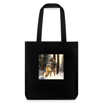 Wolf in the snowy forest - Stanley/Stella Heavyweight Recycled Tote Bag - black - Front