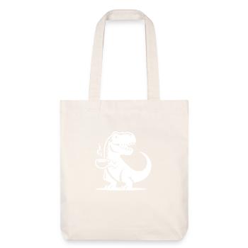 T-Rex avec tasse à café Grim Caffeine Dino - Tote bag épais recyclé Stanley/Stella - blanc cassé - Devant