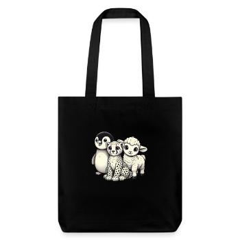 Trio de dessins animés adorables bébés animaux - Tote bag épais recyclé Stanley/Stella - noir - Devant