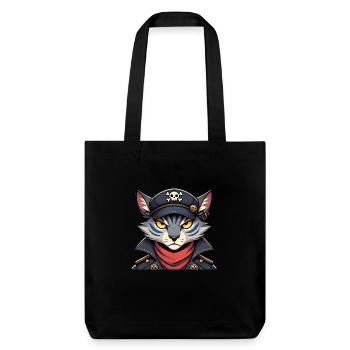 Fierce Pirate Cat in Skull Hoodie - Stanley/Stella Heavyweight Recycled Tote Bag - black - Front