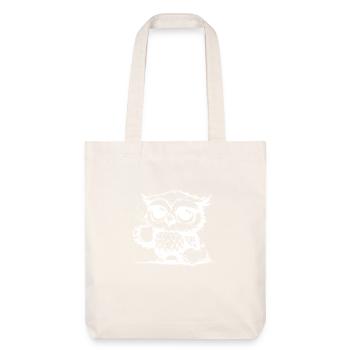 Sleepy owl declaring coffee a duty - Stanley/Stella Heavyweight Recycled Tote Bag - natural white - Front