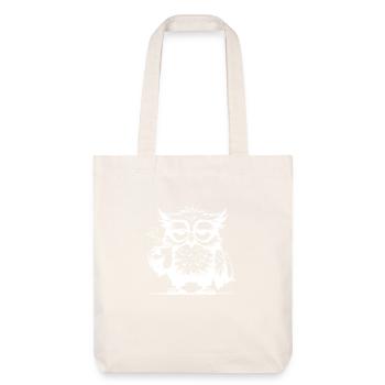 Hibou comique drôle et fatigué avec déficit de café - Tote bag épais recyclé Stanley/Stella - blanc cassé - Devant