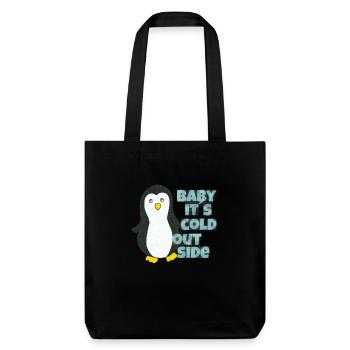 bébé pingouin il fait froid dehors - Tote bag épais recyclé Stanley/Stella - noir - Devant