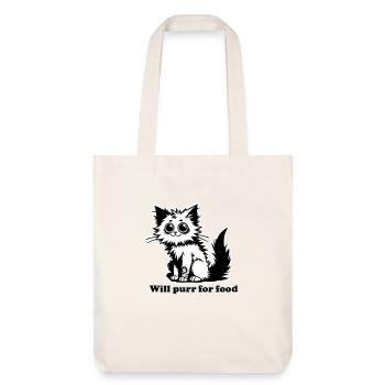 Homeless Cat - Will purr for food design - Stanley/Stella Heavyweight Recycled Tote Bag - natural white - Front