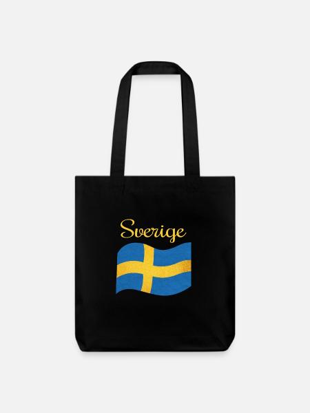 The flag of Sweden Sverige - Stanley/Stella Heavyweight Recycled Tote Bag - black
