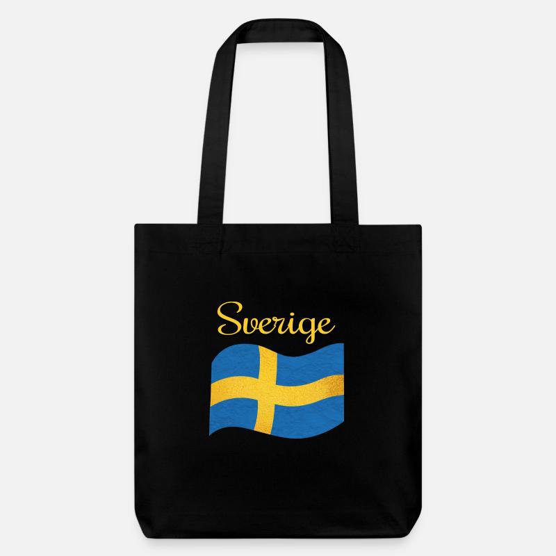 Die Flagge von Schweden Sverige - Stanley/Stella recycelter Heavyweight Stoffbeutel - Schwarz
