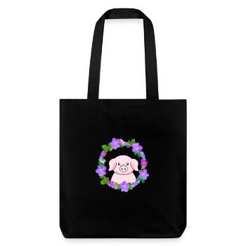 Cute Pink Pig - Stanley/Stella Heavyweight Recycled Tote Bag - black - Front