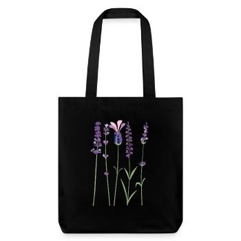 Lavendel Lila Violett Provence Lavender Botanic - Stanley/Stella recycelter Heavyweight Stoffbeutel - Schwarz - Vorne