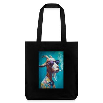 Chill Goat in Shades - Stanley/Stella recycelter Heavyweight Stoffbeutel - Schwarz - Vorne