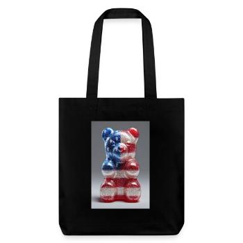 Gummibärchen mit amerikanischer Flagge - Stanley/Stella recycelter Heavyweight Stoffbeutel - Schwarz - Vorne