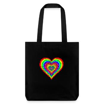Regenbogen herz - Stanley/Stella recycelter Heavyweight Stoffbeutel - Schwarz - Vorne