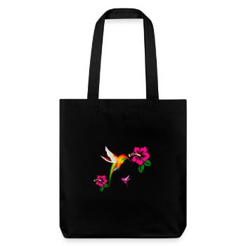 Colorful hummingbird in hibiscus duet - Stanley/Stella Heavyweight Recycled Tote Bag - black - Front