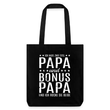 Papa Bonus Papa Vater Stiefvater Vatertag Geschenk - Stanley/Stella recycelter Heavyweight Stoffbeutel - Schwarz - Vorne