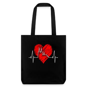 Cologne Skyline Heartbeat Heart Cher Kölsch Kölner - Tote bag épais recyclé Stanley/Stella - noir - Devant