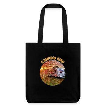 Camping King, caravane, design, idée cadeau, - Tote bag épais recyclé Stanley/Stella - noir - Devant