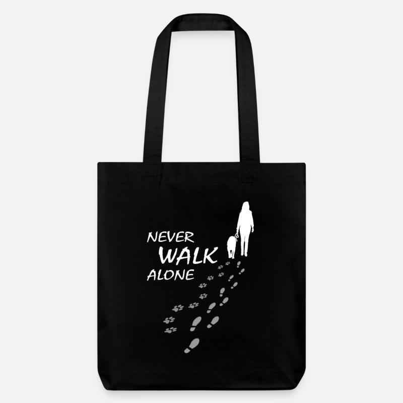 Dog - NEVER WALK ALONE, Dog walk - Stanley/Stella Heavyweight Recycled Tote Bag - black
