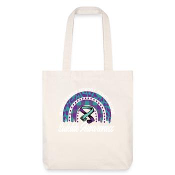 Prévention du suicide Nous portons du violet turquoise - Tote bag épais recyclé Stanley/Stella - blanc cassé - Devant