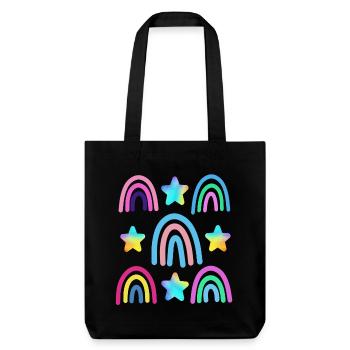 arc-en-ciel coloré et étoiles - Tote bag épais recyclé Stanley/Stella - noir - Devant