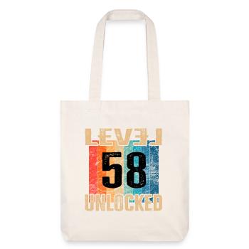 Geburtstag Happy Birthday Level Unlocked 58 Jahre - Stanley/Stella recycelter Heavyweight Stoffbeutel - Naturweiß - Vorne
