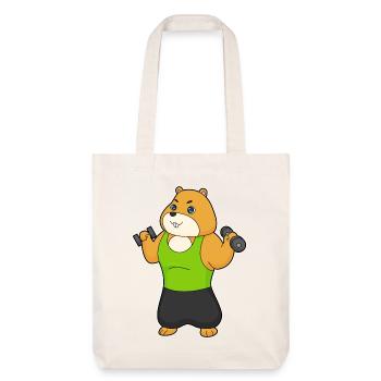 Hamster Bodybuilder Hanteln Bodybuilding - Stanley/Stella recycelter Heavyweight Stoffbeutel - Naturweiß - Vorne