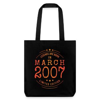 Geburtstag März 2007 Limited Edition Vintage - Stanley/Stella recycelter Heavyweight Stoffbeutel - Schwarz - Vorne