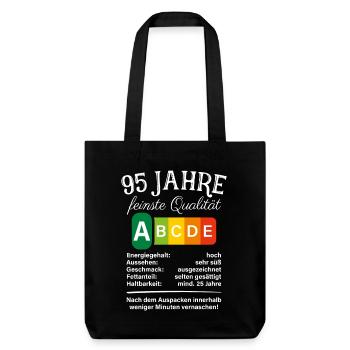 95 Jahre Feinste Qualität Geschenk 95. Geburtstag - Stanley/Stella recycelter Heavyweight Stoffbeutel - Schwarz - Vorne