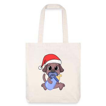 Hund Baby Weihnachten - Stanley/Stella recycelter Heavyweight Stoffbeutel - Naturweiß - Vorne
