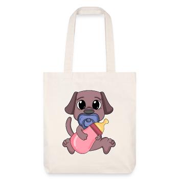 Baby Hund Motiv Hundehalter - Stanley/Stella recycelter Heavyweight Stoffbeutel - Naturweiß - Vorne