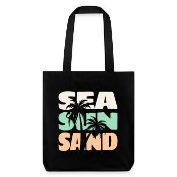 Sea Sun Sand Beach Palm Trees Summer Vibes Tee - Stanley/Stella Heavyweight Recycled Tote Bag - black - Front
