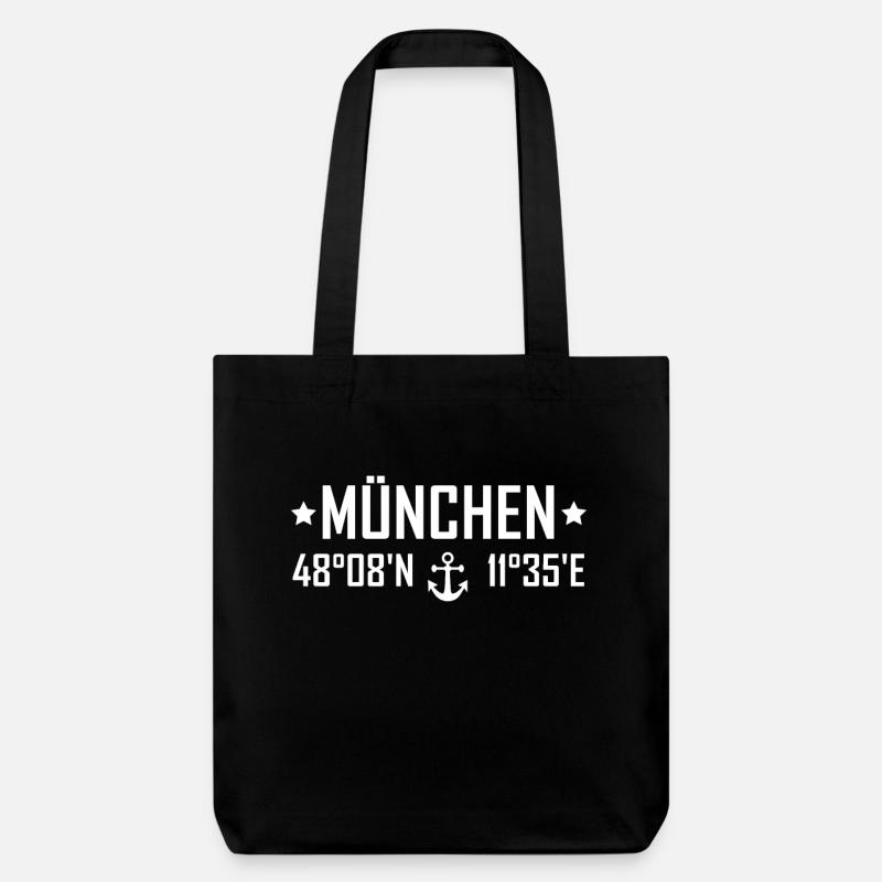 München Koordinaten Design - Stanley/Stella recycelter Heavyweight Stoffbeutel - Schwarz
