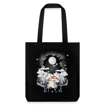 Frog Frogs Moon Nature Mushrooms Autumn Mountain - Stanley/Stella Heavyweight Recycled Tote Bag - black - Front