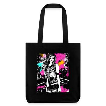 Mutige Street-Fashion-Kunst - Stanley/Stella recycelter Heavyweight Stoffbeutel - Schwarz - Vorne