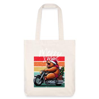Joyeux Noël Moto Moto Ours Rétro Noël - Tote bag épais recyclé Stanley/Stella - blanc cassé - Devant