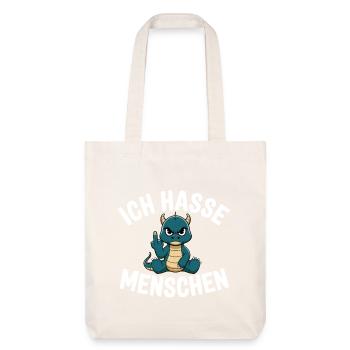Drôle de dragon vert « Je déteste les gens » - Tote bag épais recyclé Stanley/Stella - blanc cassé - Devant