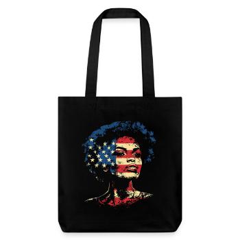 Afro Heritage USA Flagge Black History Kunst - Stanley/Stella recycelter Heavyweight Stoffbeutel - Schwarz - Vorne