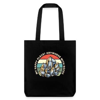 Rockhounding My Happy Place Anywhere Mineralogist - Stanley/Stella Heavyweight Recycled Tote Bag - black - Front
