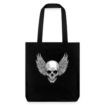 Totenkopf mit Flügel für Biker – Detailreich - Stanley/Stella recycelter Heavyweight Stoffbeutel - Schwarz - Vorne
