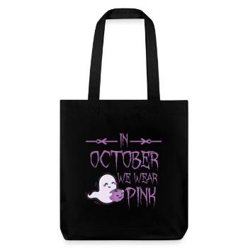 Süßer Geist mit Kürbis Im Oktober Tragen Wir Rosa - Stanley/Stella recycelter Heavyweight Stoffbeutel - Schwarz - Vorne