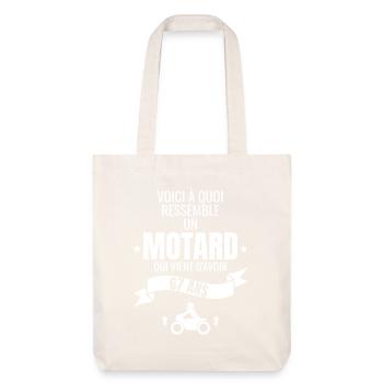 idée cadeau pour un motard humour homme 67 ans - Tote bag épais recyclé Stanley/Stella - blanc cassé - Devant