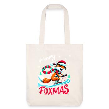 Merry Foxmas Fox Snow Skiing Skiing Fun Funny - Stanley/Stella Heavyweight Recycled Tote Bag - natural white - Front