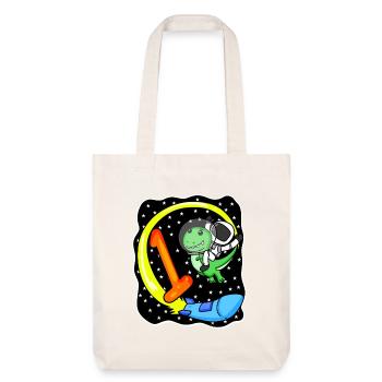 Zahl 1 Nummer Eins - Dinosaurier Motiv - Stanley/Stella recycelter Heavyweight Stoffbeutel - Naturweiß - Vorne
