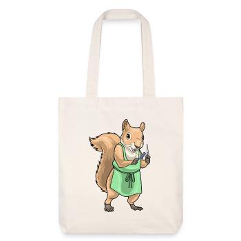 Écureuil Coiffeur Ciseaux Peigne - Tote bag épais recyclé Stanley/Stella - blanc cassé - Devant