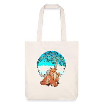 Fox Family Vixen Foxes Fairy Tale Child - Stanley/Stella Heavyweight Recycled Tote Bag - natural white - Front