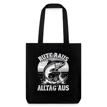 Angeln Angler Fischer Fischen Angel Spruch - Stanley/Stella recycelter Heavyweight Stoffbeutel - Schwarz - Vorne