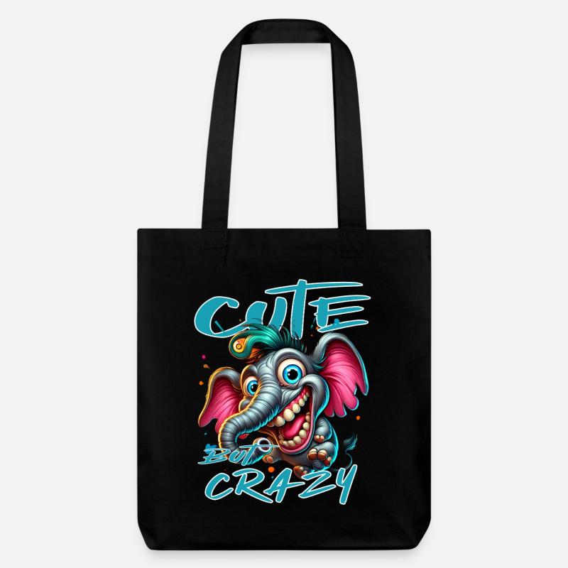 Style de bande dessinée éléphant mignon mais fou - Tote bag épais recyclé Stanley/Stella - noir