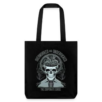 Overworked & Exhausted - Corporate Curse Skull Art - Stanley/Stella Heavyweight Recycled Tote Bag - black - Front